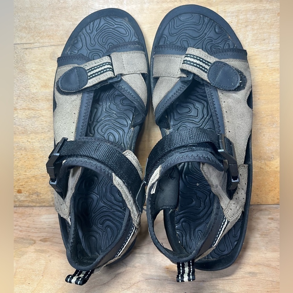 Route 66 Mens Size 10 Open Faced Leather Sandals Shoes Brown - Picture 6 of 8